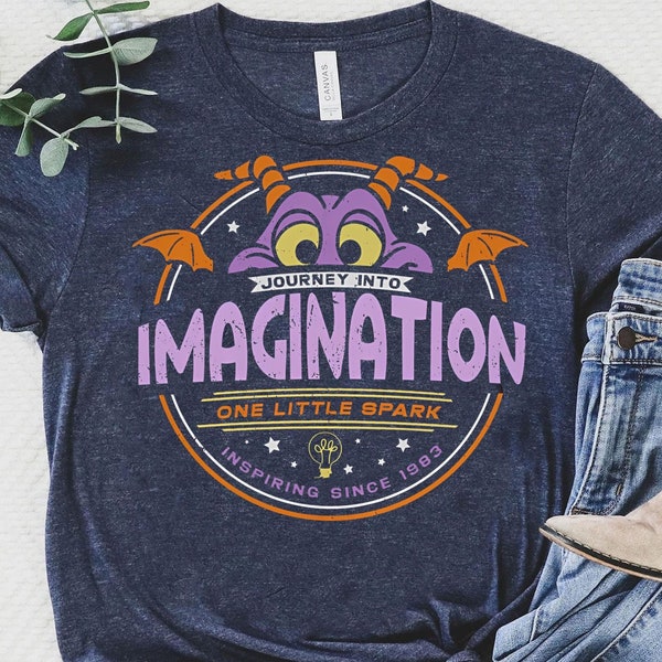Camiseta vintage Figment Journey Into Imagination One Little Spark / Camiseta para viaje a Epcot de Disney / Camiseta Purple Dragon para viaje a Disney / Conjuntos para WDW