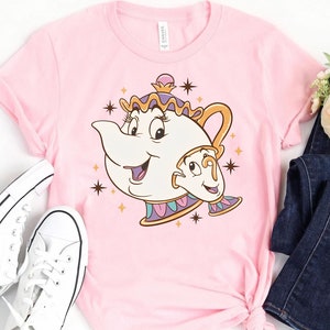 Camiseta retro de La Bella y la Bestia de Disney / Camiseta adorable de Chip y la Sra. Potts / Camiseta de la tetera y la taza de Disney / Camisetas del Día de la Madre de Disney