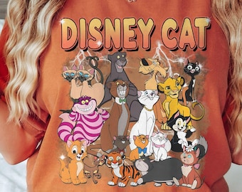 Söt Disney-katter karaktärer T-shirt | Disney Marie Toulouse Berlioz Cheshire Lucifer Tiger T-shirt | Kattälskare, livet är bättre med katter