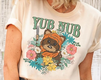 Retro Disney Star Wars Shirt | Funny Wicket Ewok Endor Yub Nub Floral T-Shirt | Galaxy'S Edge Trip Tee | WDW Magic Kingdom Disneyland Family