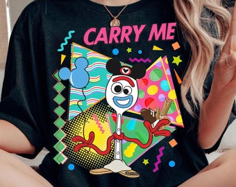 Retro Disney Pixar Toy Story Vacay Mode Shirt | Funny Forky Carry Me Mickey Balloon T-Shirt | Magic Kingdom Tee | Disney World Family Trip