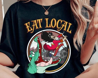 Retro Tick-Tock The Crocodile Captain Hook Eat Local Shirt | Disney Peter Pan Tinker Bell T-Shirt | Disney Matching Tee | WDW Magic Kingdom