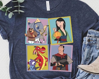 Camiseta vintage de personajes de Disney Mulan / Camiseta divertida de Mulan Cri-Kee Shan Yu Mushu Li Shang / Camiseta de Magic Kingdom / Conjuntos familiares de Disneyland