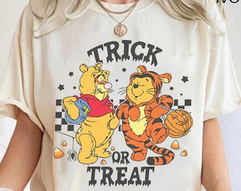 Vintage Trick Or Treat Pooh And Tigger Shirt | Winnie The Pooh Halloween Tshirt | Mickeys Not So Scary Party | Disneyland Halloween Fall Tee