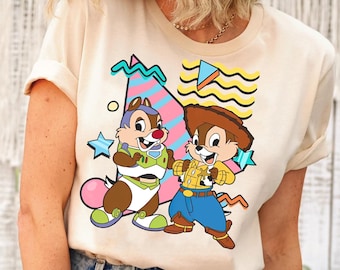 Retro Disney Toy Story Characters Shirt | Funny Chip 'N Dale Costume Woody And Buzz Lightyear TShirt | Disney Family Tee | WDW Family Trip