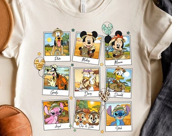 Maglietta retrò Disney Safari Animal Kingdom / Maglietta divertente Topolino e i suoi amici / Maglietta con l'angelo Stitch di Cip e Ciop / Magliette per famiglie Disneyland