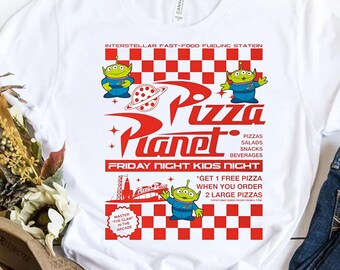 Funny Disney Aliens Pizza Planet Shirt | Retro Pixar Toy Story T-Shirt | Walt Disney World Disneyland Tee | WDW Magic Kingdom Family Trip