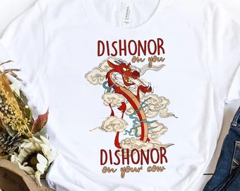 Camiseta retro de Disney Mushu Dragon Dishonor On Your Cow / Camiseta de la película Disney Mulan / Camiseta familiar a juego de Disneyland / Viaje familiar a WDW