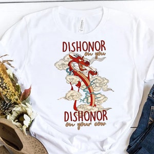 Retro Disney Mushu Dragon Dishonor On Your Cow Shirt | Disney Mulan Movie T-Shirt | Disneyland Family Matching Tee | WDW Family Trip