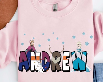 Custom Name Disney Frozen Characters Shirt | Personalized Elsa Anna Olaf Kristoff Sven T-Shirt | Birthday Girl Matching Tee Gift Idea