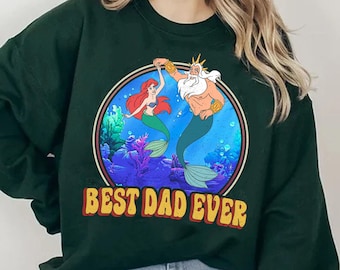 Vintage Disney The Little Mermaid Shirt | Best Dad Ever Ariel And King Triton T-Shirt | Disney Fathers Day Matching Tee | Disneyland Trip