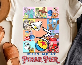 Funny Disney Meet Me At Pixar Pier Shirt | Nside Out, Monster Inc, Toy Story T-Shirt | Pixar Fest Party Tee | Disneyland Family 2026 Trip