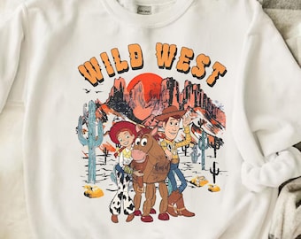 Camiseta vintage de Toy Story de Disney / Camiseta de Jessie Woody Bullseye del Viejo Oeste / Camiseta a juego de vaquero y vaquera de Disney / Conjunto de viaje familiar de WDW