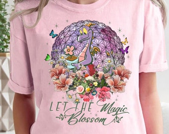 Moletom Disney Epcot Figment Topiaries | Camiseta Let The Magic Blossom | Camiseta Floral Disney Epcot | Festival Internacional de Flores e Jardins