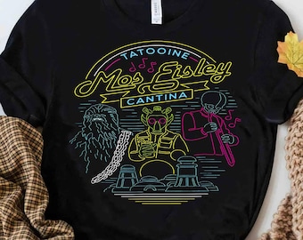 Retro Disney Star Wars Shirt | Funny Mos Eisley Neon Portrait T-Shirt | Galaxy'S Edge Trip Tee | Disney World Family Trip Birthday Gift