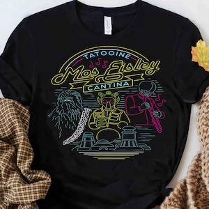 Retro Disney Star Wars Shirt | Funny Mos Eisley Neon Portrait T-Shirt | Galaxy&#39;S Edge Trip Tee | Disney World Family Trip Birthday Gift