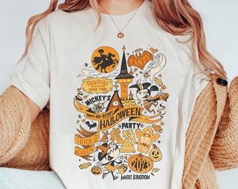 Vintage Mickey und Freunde Süßes sonst gibts Saures Shirt | Disneyland Spooky Saison Tshirt | Mickys nicht so beängstigende Party | Disney-Halloween-Shirts