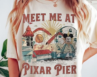 Disney Pixar Fest 2026 Shirt | Vintage Meet Me At Pixar Pier T-Shirt | Pixar Pal-A-Round Mickey'S Fun Wheel Tee | Disneyland Pixar Family
