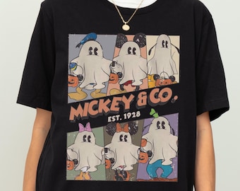ヴィンテージ ミッキー＆カンパニー 1928年創業 ハロウィンシャツ | ミッキーと仲間たちのゴーストコスチュームTシャツ | ミッキーのそんなに怖くないパーティー | ハロウィン衣装