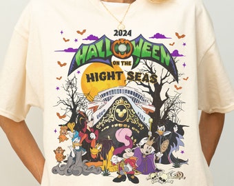 Vintage Disney Halloween On The High Seas Shirt | Disney Wish Fantasy Magic 2026 Tshirt | Mickey & Friends Villains | Mickey's Not So Scary