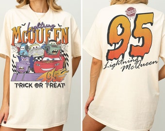Camiseta de Halloween de Rayo McQueen de Disney de 2 caras / Camiseta de Halloween de Cars de Disney / Camiseta de McQueen de Halloween / Viaje familiar de Halloween a Disneyland