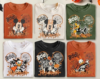 Camiseta Disney Halloween All Characters | Camiseta Mickey And Friends Skeleton Pumpkin | The Magic Kingdom | Viagem de Halloween para a Família na Disneylândia