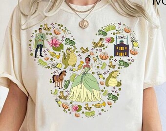 Disney Princess Tiana Mickey Ears Shirt | Cute Walt Disney Princess And Frog T-Shirt | Magic Kingdom Tee | WDW Disneyland Girl Trip Matching