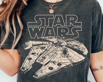 Vintage Disney Star Wars Shirt | Millennium Falcon Graphic T-shirt | Galaxy'S Edge | Star Wars Day Tee | Star Wars Celebration