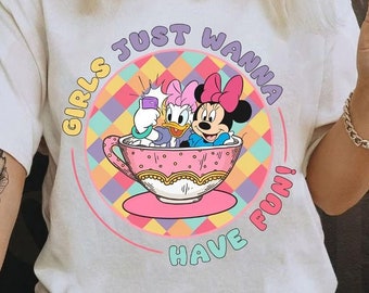 Sudadera a juego de Minnie y Daisy de Disney / Camiseta "Girls Just Wanna Have Fun" / Camiseta "Disney Besties" / Conjuntos para viajes a Disneyland