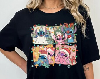 Retro Stitch And Angle Weihnachtssweatshirt | Disney Weihnachten Paare T-shirt | Mickey's Merry Xmas Party Passendes T-Shirt | Disney Weihnachten