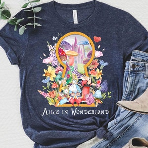Retro 90S Disney Alice In Wonderland Sweatshirt | Disney Princess Alice Floral T-shirt | Disney Family Matching Tee | Disneyland Trip Shirt