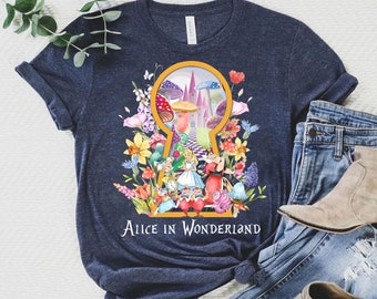 Sudadera retro de Alicia en el País de las Maravillas de Disney de los años 90 / Camiseta floral de la Princesa Alicia de Disney / Camiseta a juego familiar de Disney / Camiseta de viaje a Disneyland