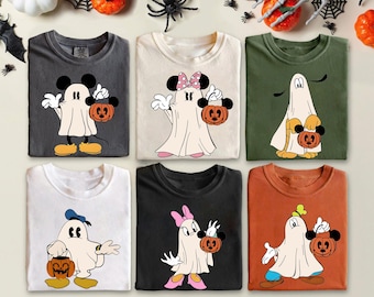 Custom Disney Ghost All Characters Halloween Shirt | Mickey Minnie Ghost Vintage Tshirt | Mickey'S Not So Scary Halloween Party