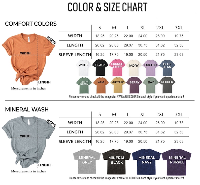 a women's t - shirt size chart with different colors
