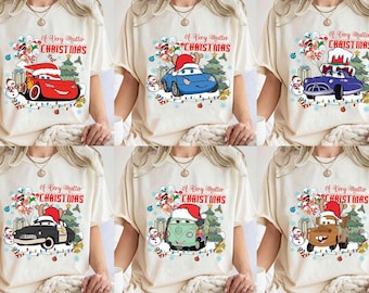 Vintage Disney Cars Christmas Shirt | Lightning Mcqueen Tow Mater Xmas Luigi Guido Tshirt | Disney Mickey's Very Merry Christmas Sweatshirt