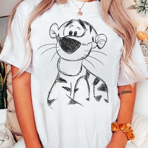 Vintage Disney Tigger Sketch Portrait Shirt | Funny Winnie The Pooh T-shirt | Disneyland Family Matching Tee Disney Outfits | Walt Disney