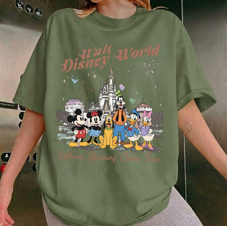 Vintage Walt Disney World Tee, Mickey & Friends Castle Shirt, Disney Epcot Tee, Magic Kingdom Family Vacation 2026, Disney Trip Shirt image 6