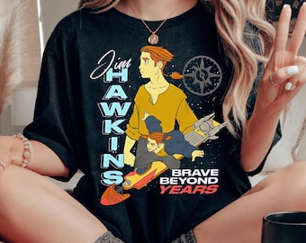 Chemise Disney Jim Hawkins | Double portrait courageux au-delà des années T-shirt | Tee-shirt Planète au trésor Disney | Tenues de voyage à Disneyland