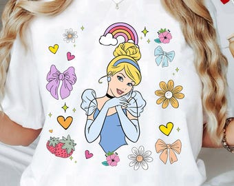 Vintage Disney Cinderella Princess Coquette Bow Shirt | Disney Cinderella Retro Tshirt | WDW Magic Kingdom Family 2026 | Birthday Girl Trip