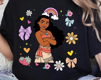 Camisa vintage con lazo de princesa Moana de Disney / Camiseta retro de Moana de Disney / WDW Magic Kingdom Family 2026 / Viaje de cumpleaños de niña