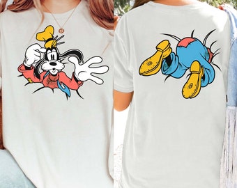 Camiseta divertida de Disney con retrato de Goofy de dos caras / Camiseta vintage de Magic Kingdom / Camiseta a juego de Mickey y sus amigos / Conjunto para viaje familiar en WDW
