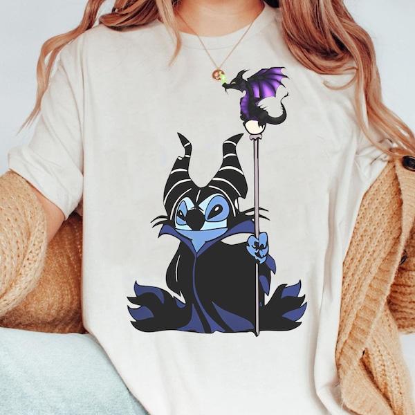 Disney Stitch Cosplay Maleficent Shirt | Evil Fairy Stitch Sleeping Beauty T-shirt | Walt Disney World Tee | Disneyland Trip Outfits