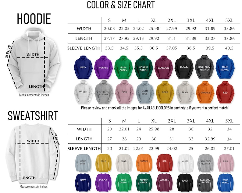 the hoodie is size chart for men and women