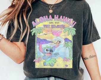 Retro Lilo & Stitch Aloha Hawaii Shirt | Come Visit The Islands T-shirt | Happy Stitch 626 Day Jun 26Th Tee Disney Birthday | Walt Disney