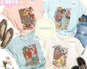 Vintage Disney Princess Shirt, Disney Trip Shirt, Disney Character Tee, Jasmine Shirt, Aurora Shirt, Little Mermaid Shirt, Snow White Shirt