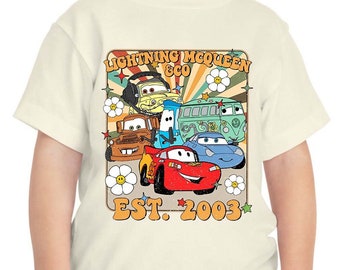 Camiseta retro de Disney Rayo McQeen y compañía (2003) / Camiseta de Disney Cars Land / Camiseta a juego de Disney Pixar / Camisetas para viajes a Disneyland