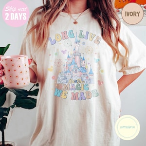 Retro Long Live All The Magic We Made Comfort Color Shirt, Disneyworld Family Trip 2025, Disneyland, Disney Castle Balloons Mickey Ears Tee