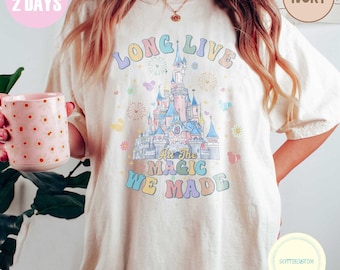 Retro Long Live All The Magic We Made Comfort Color Shirt, Disneyworld Family Trip 2026, Disneyland, Disney Castle Balloons Mickey Ears Tee