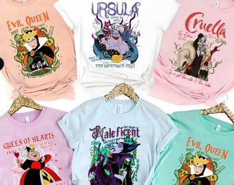 Vintage Disney Villains All Characters Shirt | Maleficent Ursula Evil Queen Cruella Bad Witches Club Tshirt | Be A Queen Disney Villains