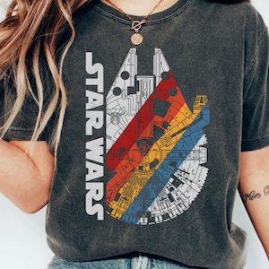 Retro Disney Star Wars Shirt | Millennium Falcon Wears Logo Graphic T-shirt | Galaxy&#39;S Edge | Star Wars Day Tee | Star Wars Celebration